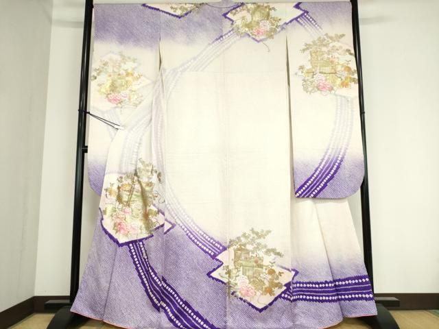 平和屋着物□豪華振袖 駒刺繍 絞り 御所車牡丹文 金彩 やまと誂