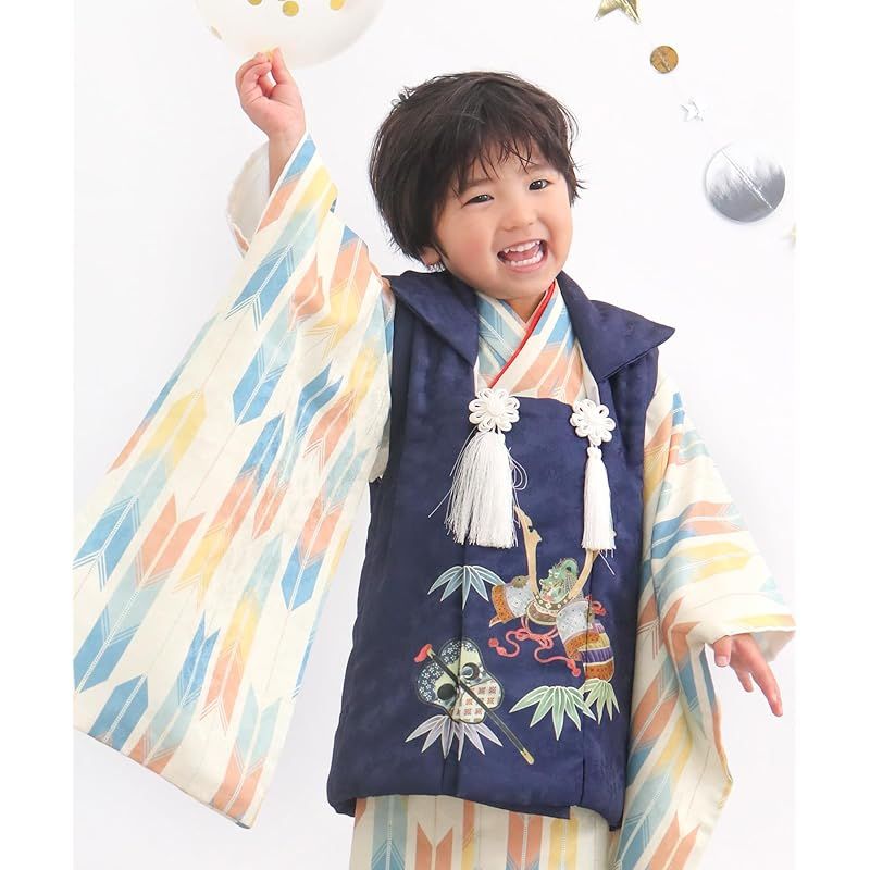 KYOETSU キョウエツ 七五三 3歳 着物 男の子 被布 フルセット しちごさん くすみ (23-R空)
