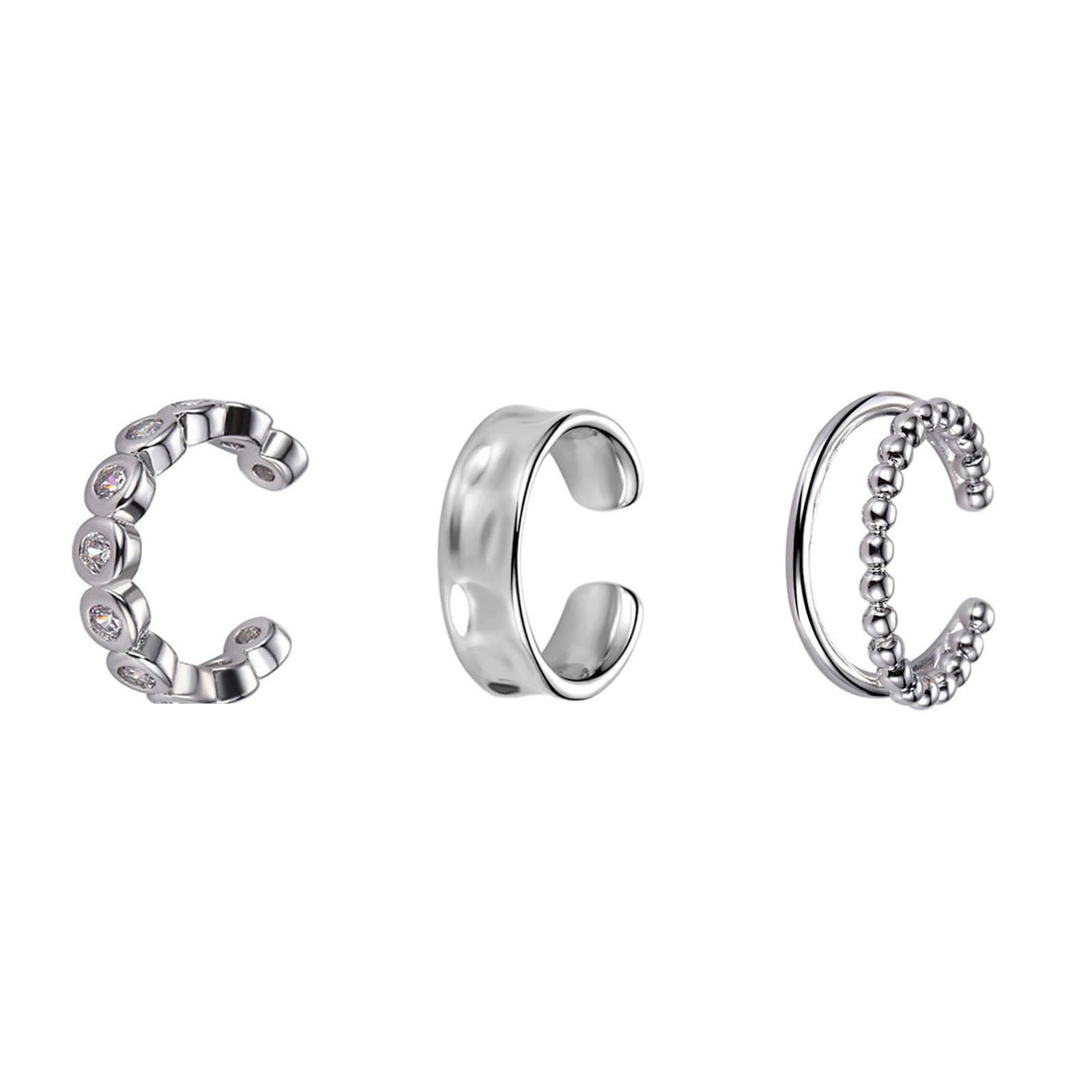 レディース イヤリング 片耳用 軟骨ピアス ピアス穴不要 挟む 耳掛け ノンホールピアス 記念日 イヤーカフ 入り フェイクピアス シルバー 3種類 Coollooda