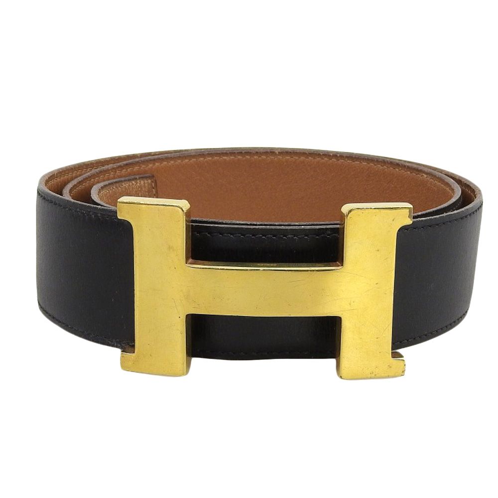 HERMES エルメス コンスタンス H金具 レザー ベルト ブラック メンズ レディース 古着