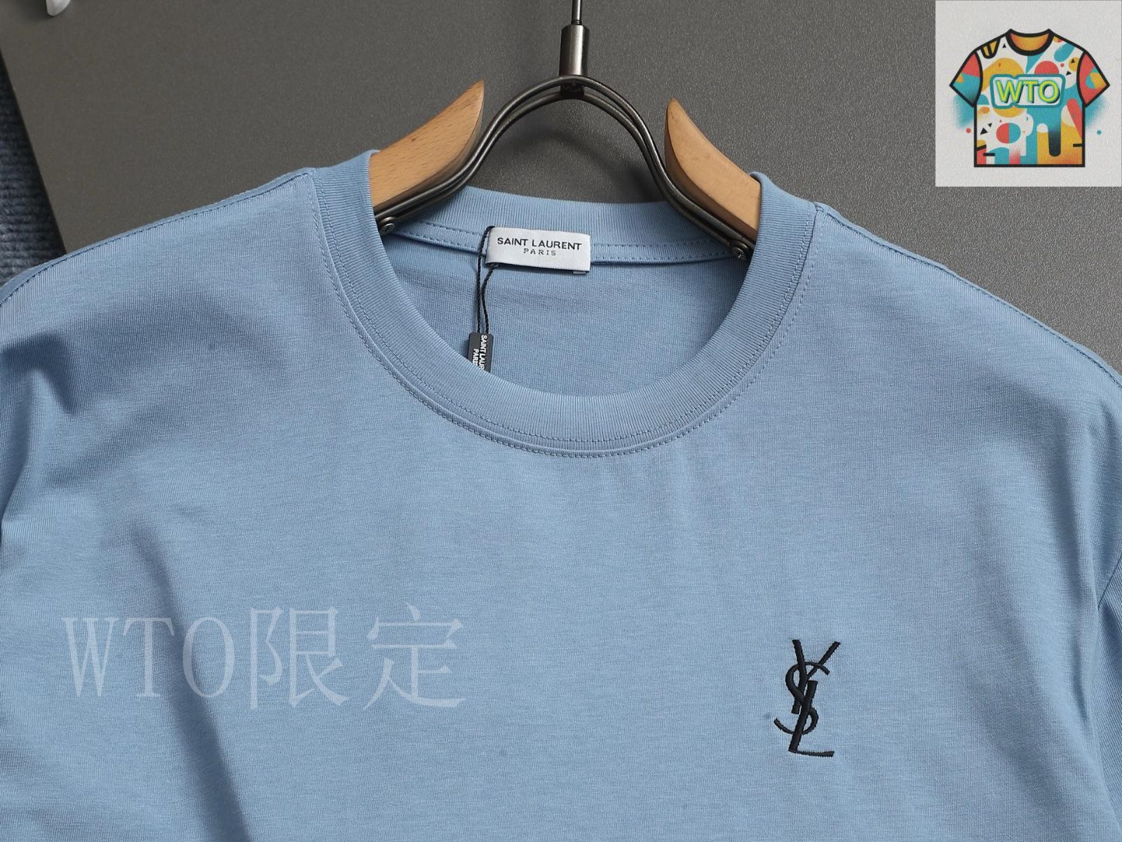 YVES SAINT LAURENT◆YSLロゴ/フロント刺繍/長袖カットソー/M/ウール/GRN 今日特価】Saint Laurent Paris サンローラン ロゴ刺繍 微寛