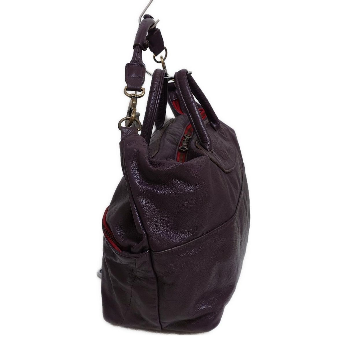 JAS M.B. ジャスエムビー ボストンバッグ - パープル×レッド 本体ロックなし レザー