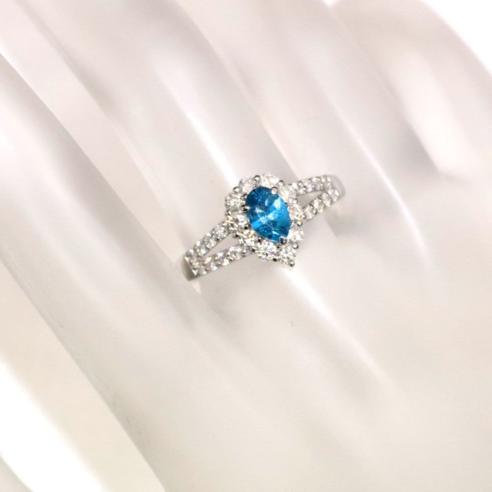 Pt900 ブラジル産 パライバトルマリン ダイヤモンド リング 0.384ct D0  