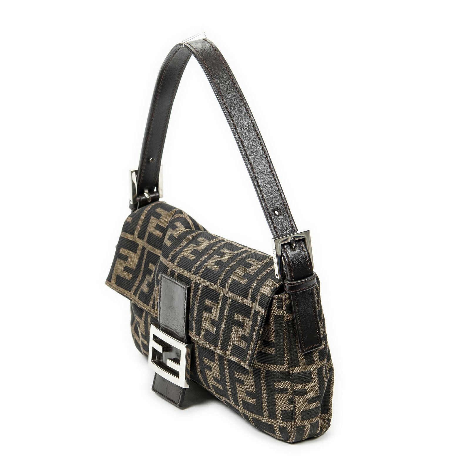 FENDI フェンディバゲット茶色ズッカキャンバスA