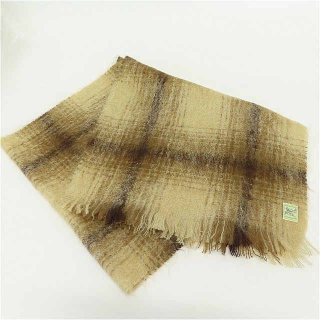 ヴィンテージ YARROWVALE スコットランド製 モヘヤ マフラー ストール チェック レディース z711086