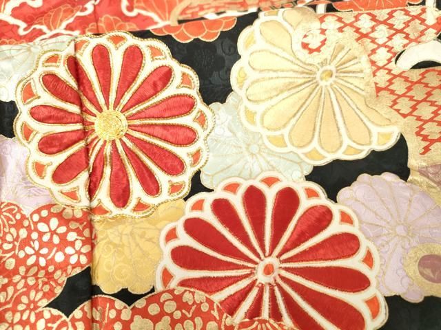付け下げ 金駒刺繍 金彩 松竹梅 雪輪 桜 ネイビー 着物 121a d 【公式