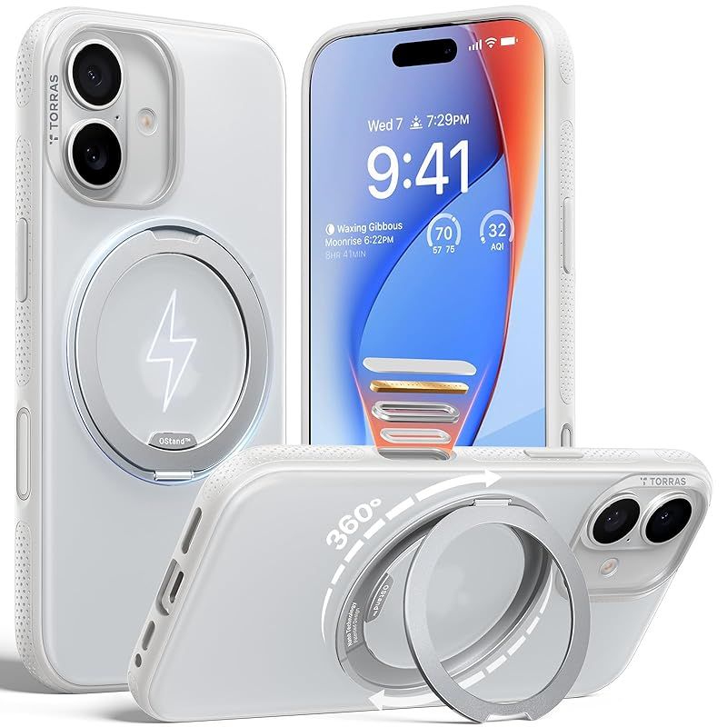 TORRAS iPhone 17 用ケース カチカチ 360度回転スタンド リング Ostand O3 Fitness MagSafe対応 米軍MIL規格耐衝撃 スタンド 指紋防止 黄変防止 カメラコントロールボタン付き ストラップホール 0