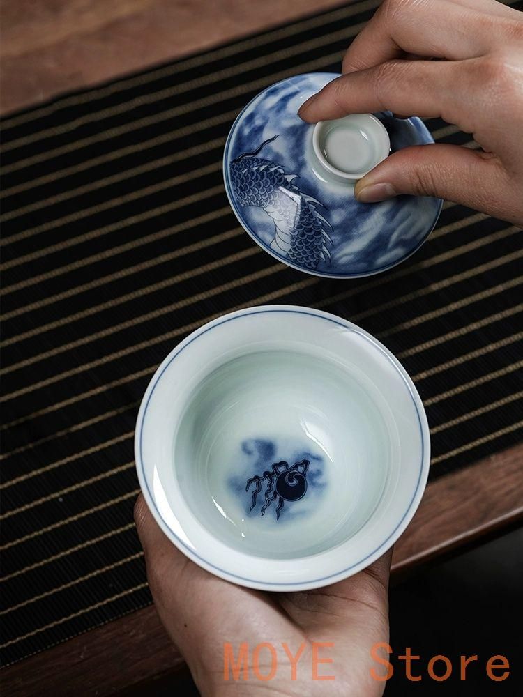 景徳鎮 青花磁器竜紋三才蓋碗 煎茶器 新品未使用 景徳鎮 青花竜紋三才蓋碗 茶碗 湯飲み煎茶器 新品未使用 - メルカリ