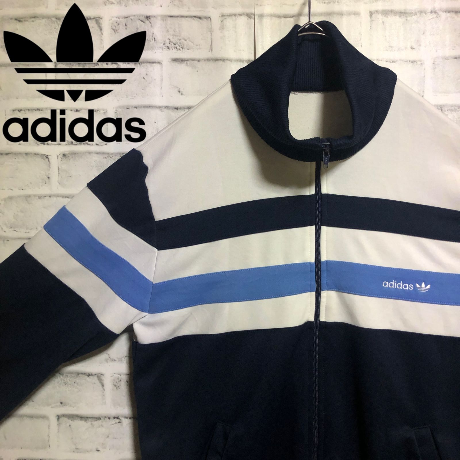 80s⭐️adidas トラックジャケット/ジャージ M 刺繍トレファイル 