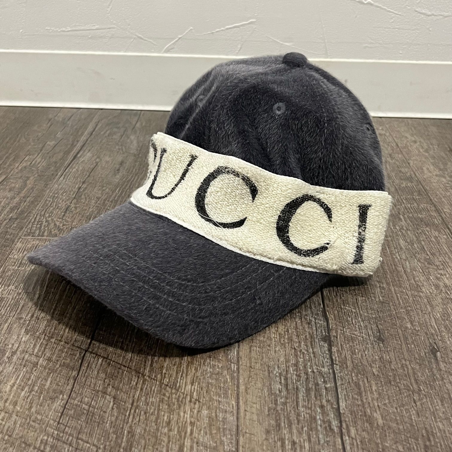 国内正規 GUCCI ヘアバンド フリース キャップ 帽子 グッチ グレー系 L