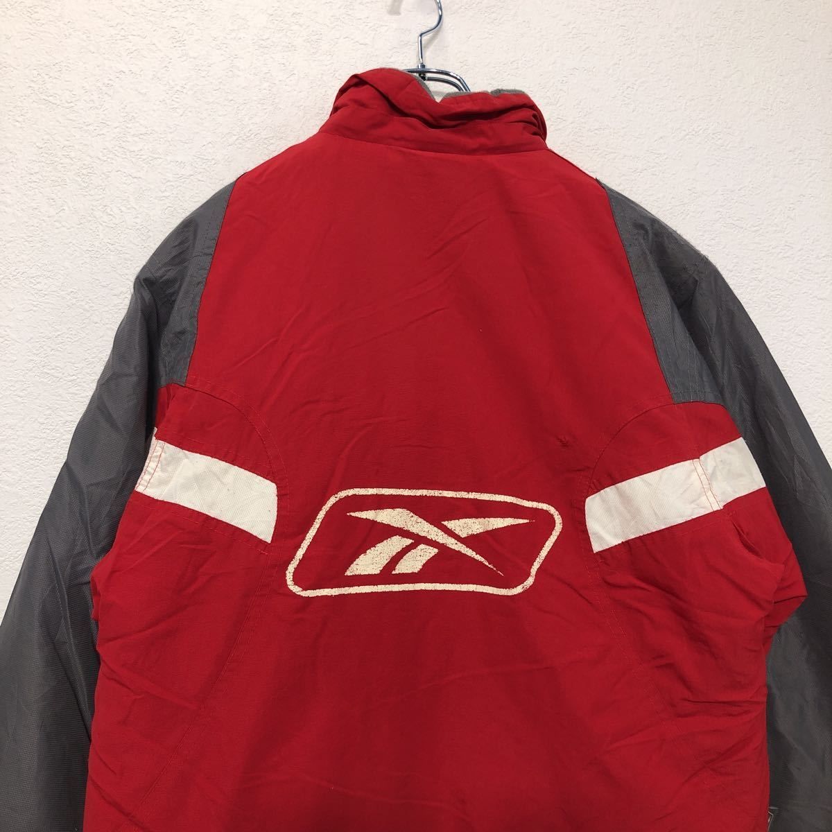 Reebok ナイロン ジャケット M 10-12 レッド グレー ホワイト 
