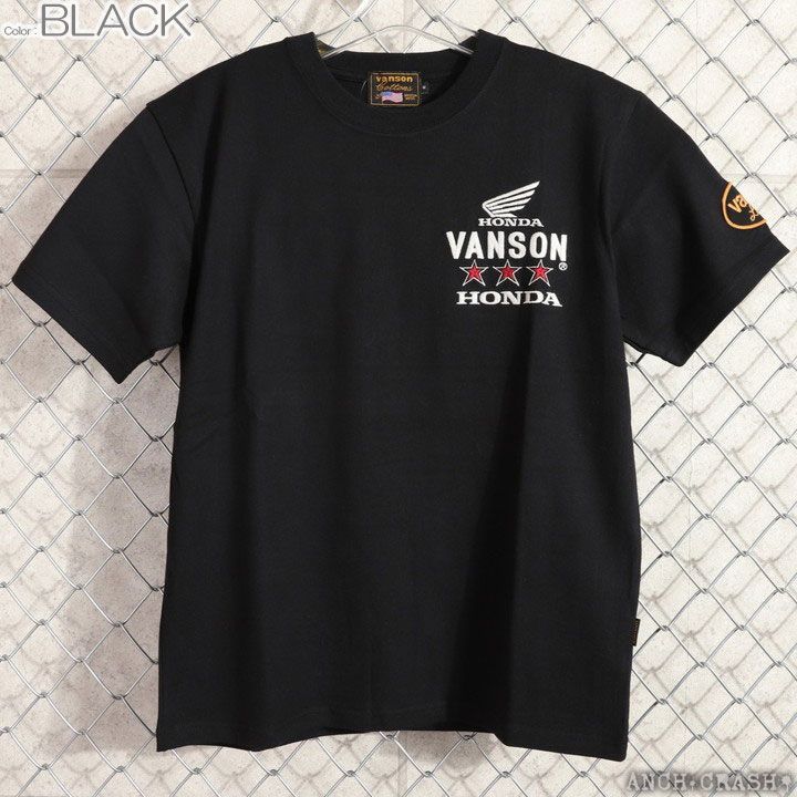 VANSON HONDA 半袖TEE HRV-2508 バンソン ホンダ 半袖Tシャツ 刺繍