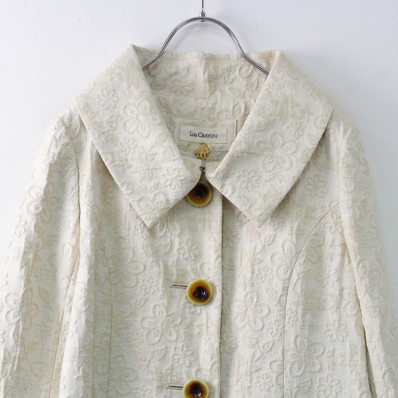 当時物 ロイスクレヨン Lois CRAYON フラワージャガードステンカラー