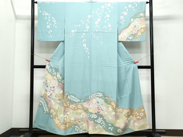 平和屋着物○訪問着 手描き 草花文 ひまわり 正絹 逸品 未使用 DAAQ2944ps