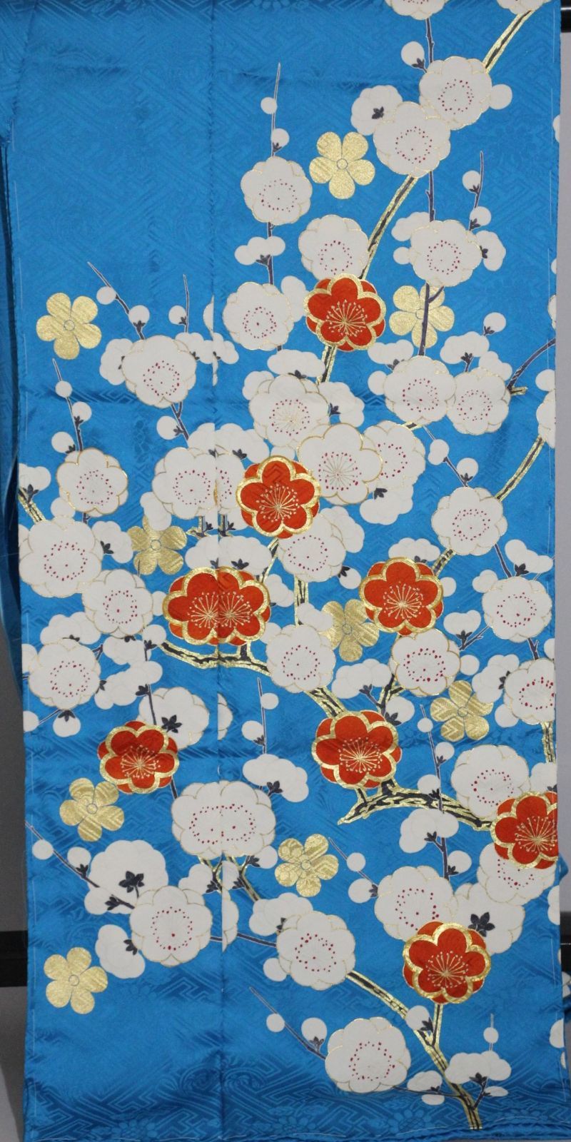 未仕立て 振袖 京友禅 手描き 立梅にしだれ桜 丹後ちりめん 逸品 本物 
