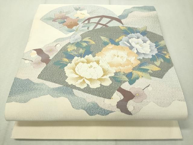 平和屋着物○爪掻き本綴れ 八寸名古屋帯 道長地紙花文 金銀糸