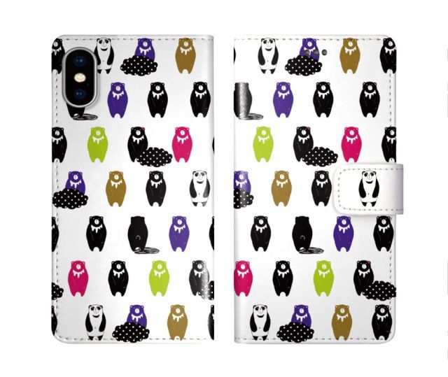 [iPhone13] iPhone16 ケース スカラー スマホケース 手帳型 iPhone16 Pro ケース アイフォン16 15 14 13 12 11 スマホカバー 全機種対応 手帳 ScoLar クマいっぱい パンダ パターン柄 ダイアリー 可愛い
