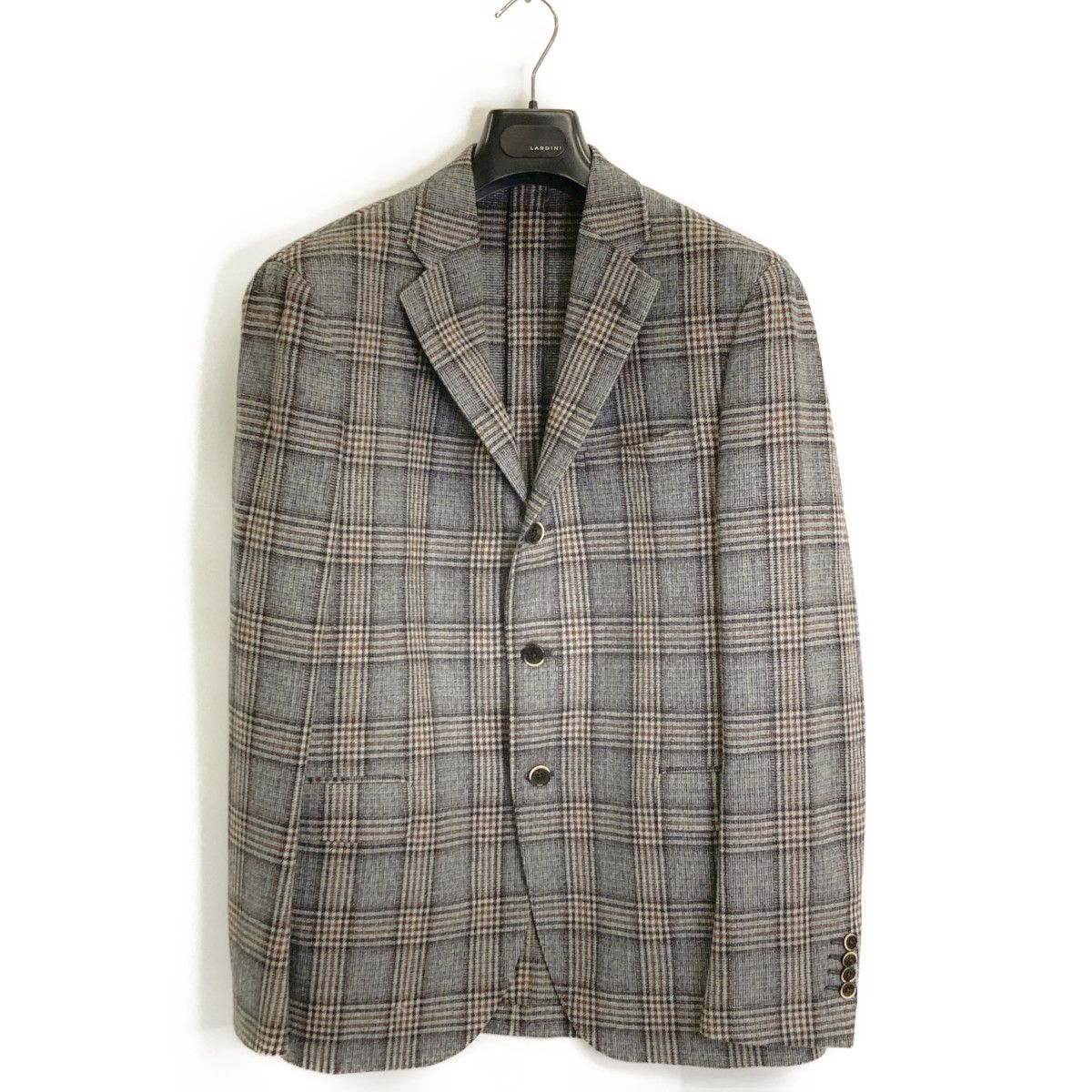 LARDINI ラルディーニ AN22547AE ｸﾞﾚｰ ﾁｪｯｸ ｳｰﾙｶｼﾐﾔ 段返り3B