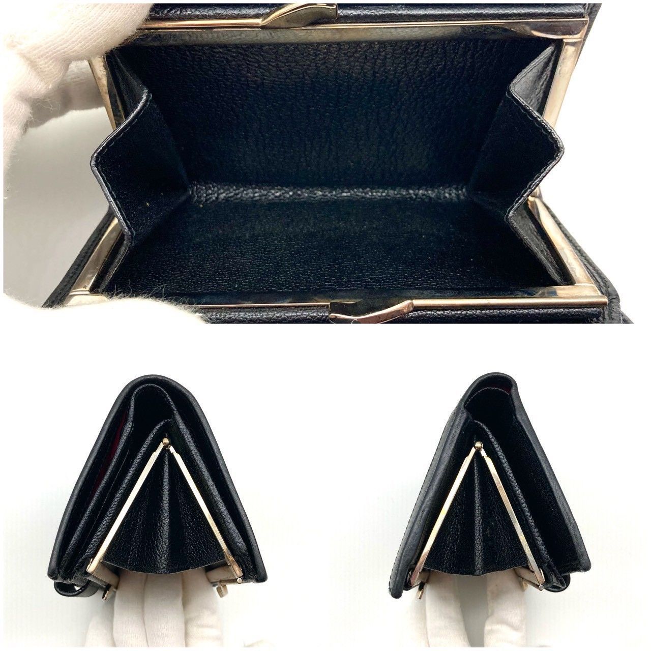 ブルガリ ドッピオトンド ブラック レザー がま口財布 二つ折り財布 71013 ブルガリ ドッピオトンド ブラック レザー がま口財布 二つ折り財布