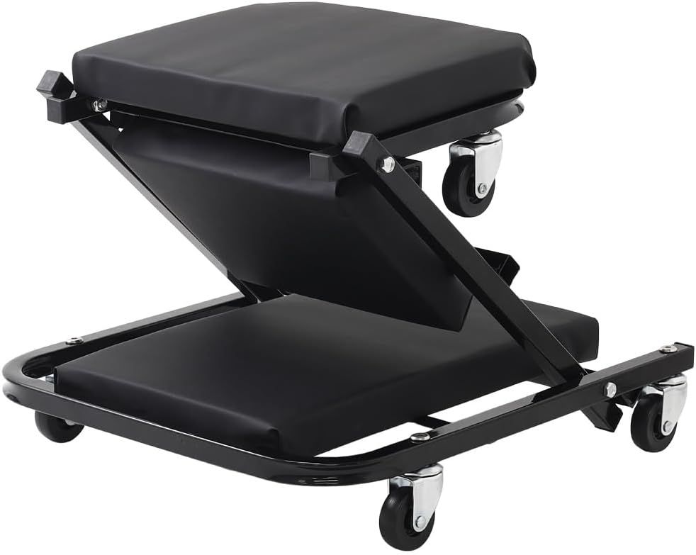 1台2役 作業イス ローラーシート 作業椅子 360度回転 キャスター付き ワークチェア 折りたたみ クリーパー 寝板 6輪キャスター メカニッククリーパー 低床クリーパー長さ100cm クリーパー 耐荷重150 kg BRIGHTFACE_UK