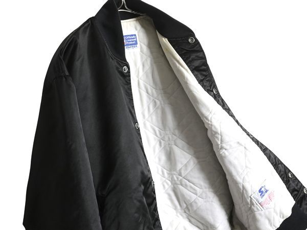 90s MLB オフィシャル スターター メッツ ナイロン サテン スタジャン メンズ M 古着 オールド 中綿 ジャケット キルティング ライナー付き STARTER 古着 90年代 スターター MLB ニューヨークメッツ