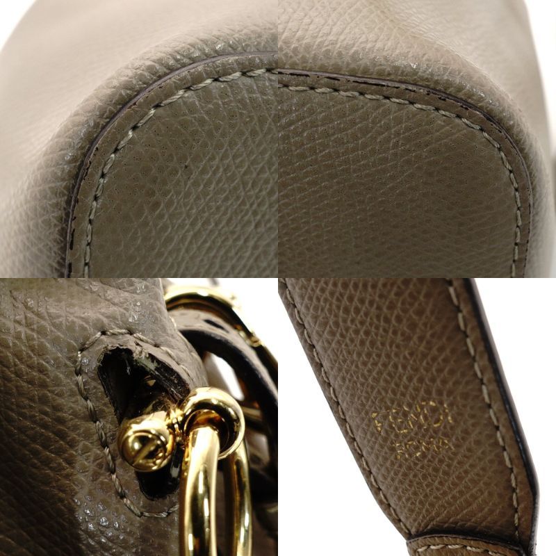 フェンディ FENDI モントレゾール ミニ グレージュ ショルダーバッグ グレージュ レザー 2way FF ロゴ 7-10-094 DECORATOM_COM_BR