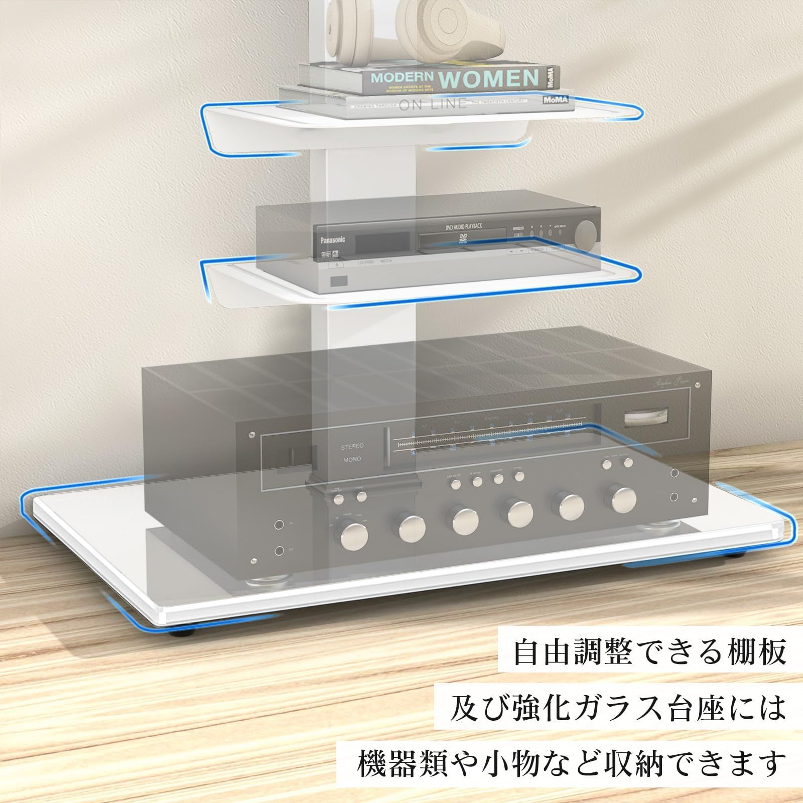 テレビスタンド 左右30°回転 3段棚板付き 公式通販 テレビスタンド 3