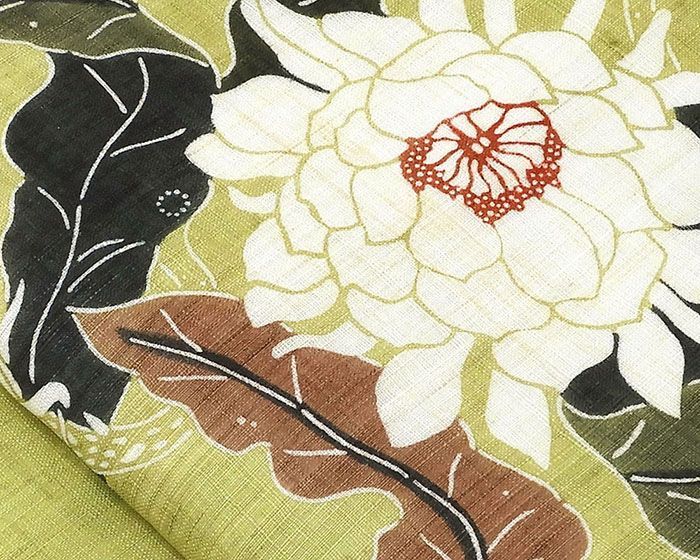 夏帯 名古屋帯 新品 仕立て上がり 和染 紅型 栗山吉三郎 月下美人 本 