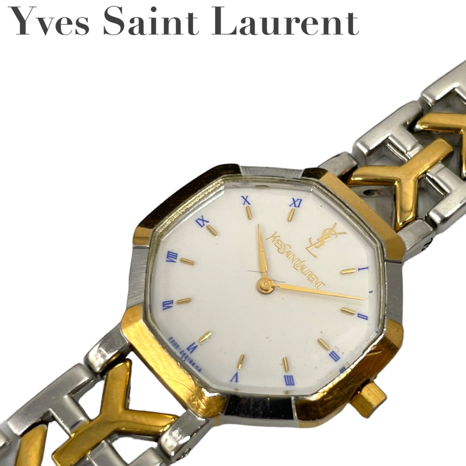 1031-1 綺麗 YSL イヴサンローラン 腕時計 稼働 金ゴールド色