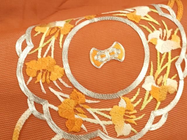 平和屋着物＊夏物 九寸開き名古屋帯 駒刺繍 総刺繍 正倉院花文 正絹
