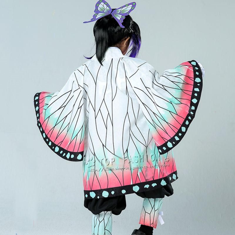 新品、未使用 鬼滅の刃風 胡蝶しのぶ 胡蝶カナエ子供用着物コスプレ