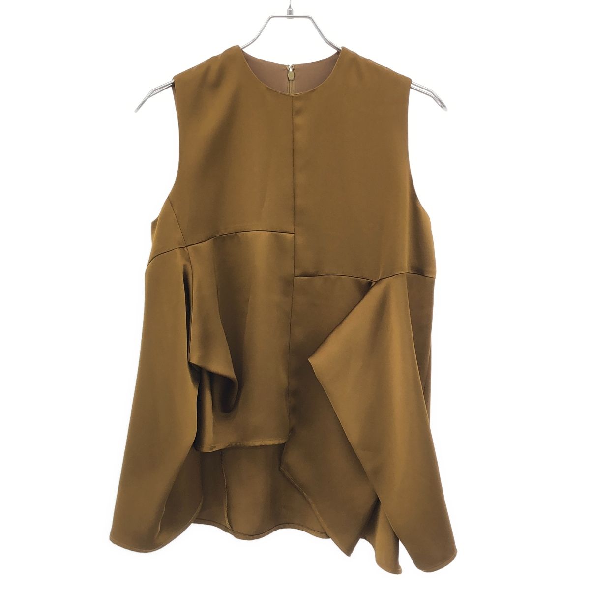 UN3D. アンスリード TUCK GATHER SATIN TOP タックギャザーサテントップ 522420400301-02 ブラウン系 38