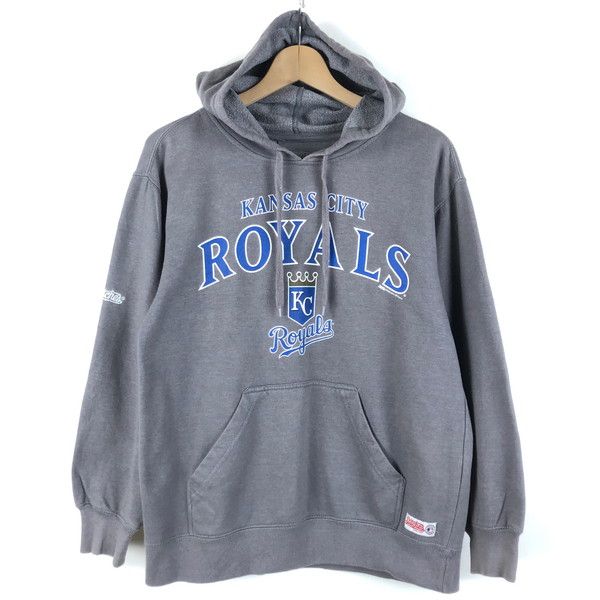【古着】 スウェットパーカー カレッジパーカー KANSAS CITY ROYALS グレー系 メンズS 【中古】 n060165