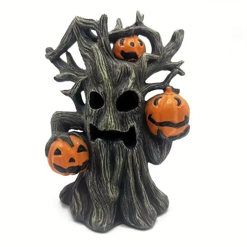 ハロウィン ツリーデザイン樹脂製オーナメント - ジャックオランタン付き