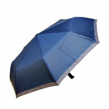 藤田屋 自動開閉折りたたみ傘 ふち 縞 ネイビー OJ-2122