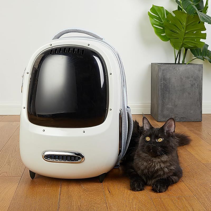 PETKIT猫用キャリーバッグ ペット 通気性 飛び出し防止(クリーム