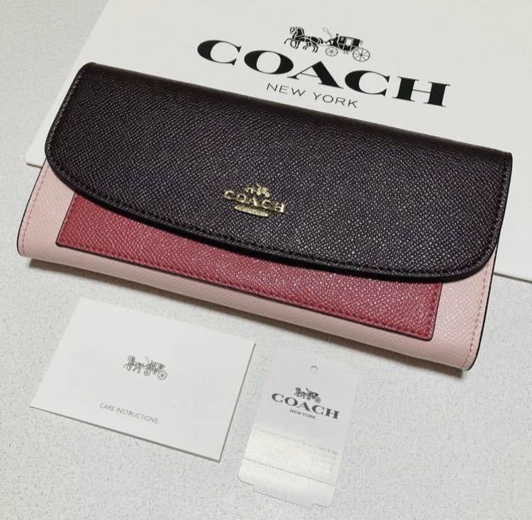 ☆COACHコーチ長財布☆ラグジュアリージオメトリック カラーブロック ...