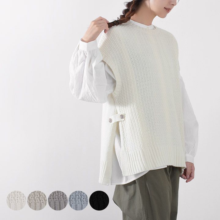 ニットベスト レディース ニット ベスト冬 ノースリーブ フレンチスリーブ プルオーバー 大きいサイズ クルーネック 丸首 鹿の子編み ナチュラル チョッキ 重ね着 レイヤード ゆったり トップス [M便 不可]