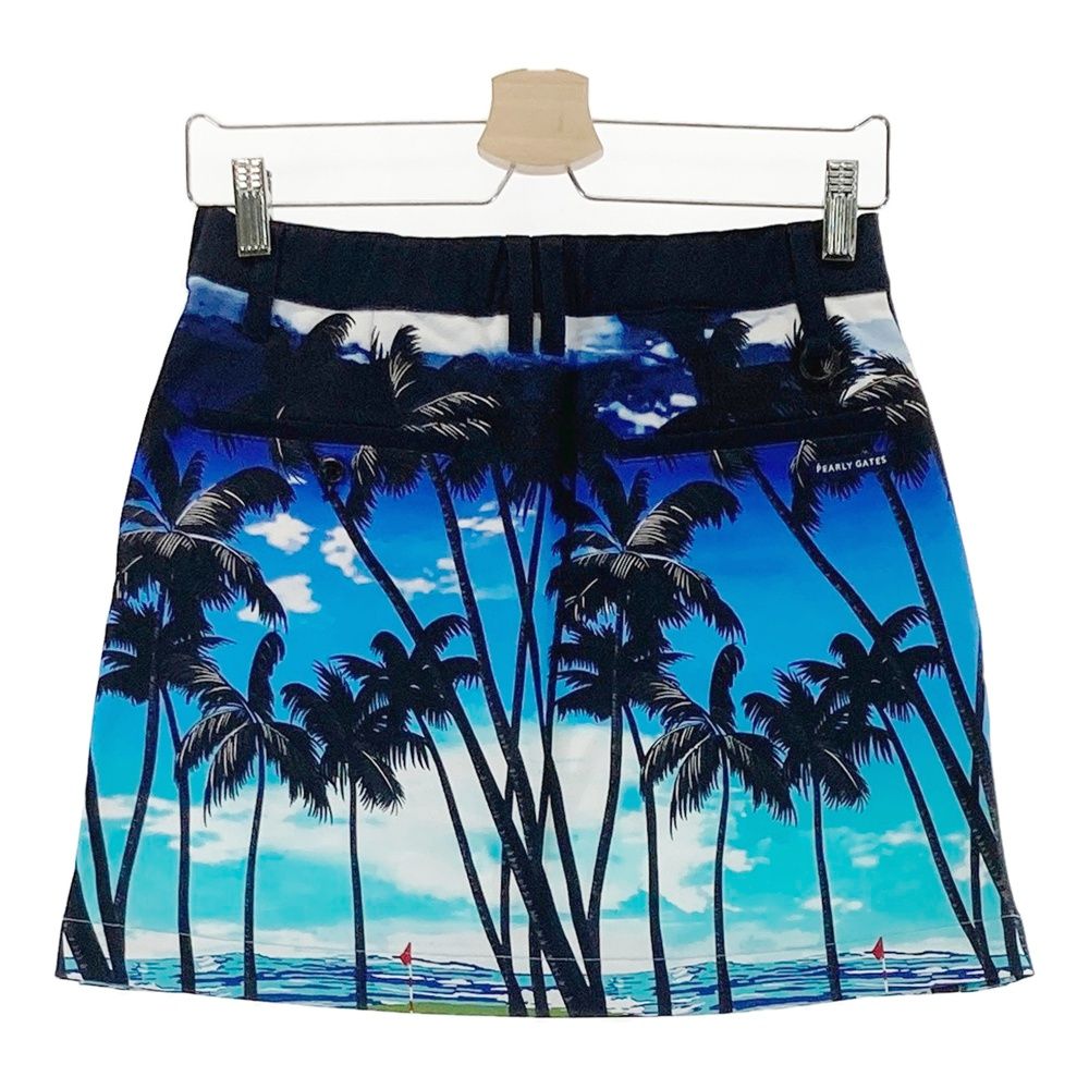 サイズ 0 PEARLY GATES パーリーゲイツ 055-1234612 スカート ヤシの木プリント ブルー系 240101532661 ゴルフウェア レディース ストスト