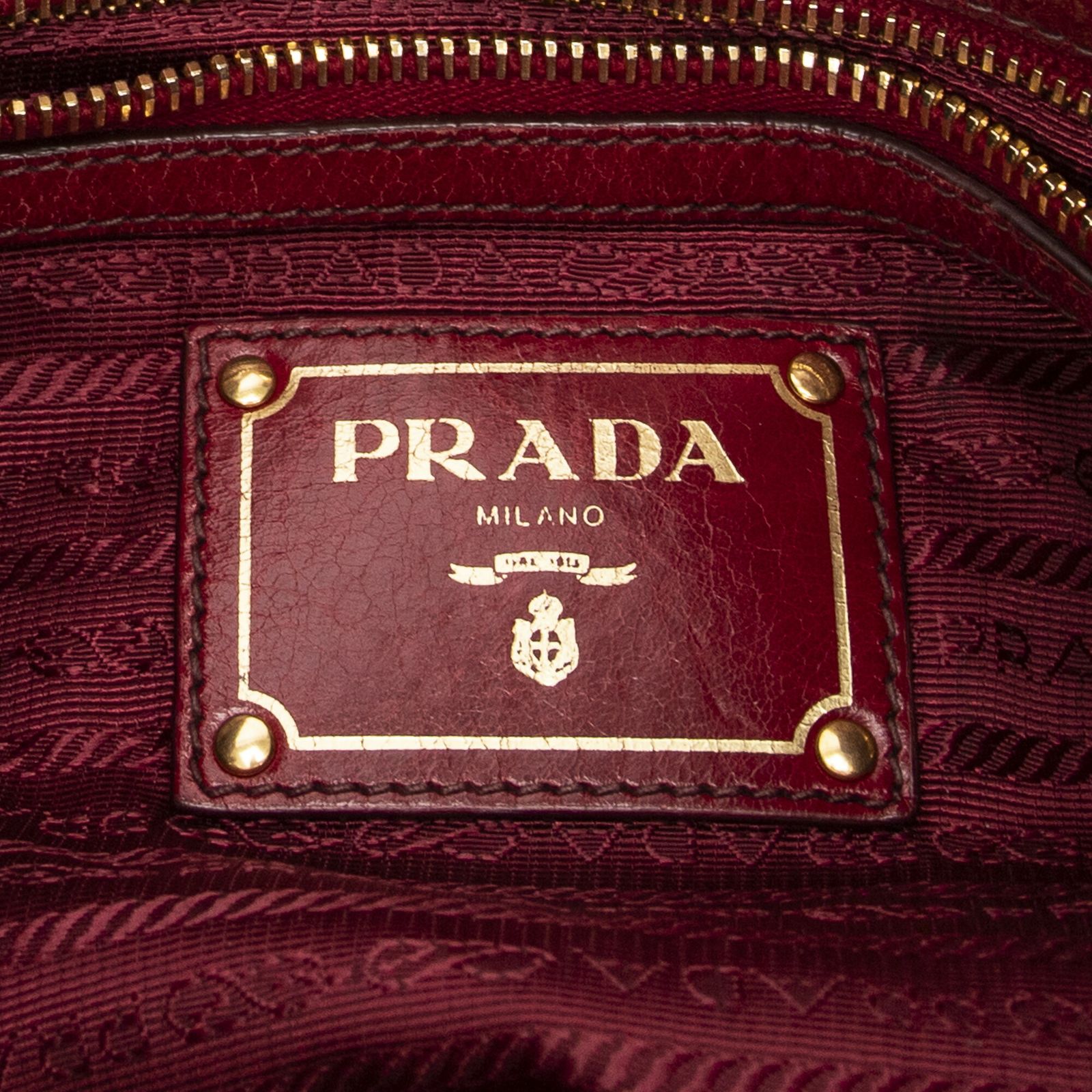 PRADA プラダ大編みハンドルホーボー赤ヴィテッロ