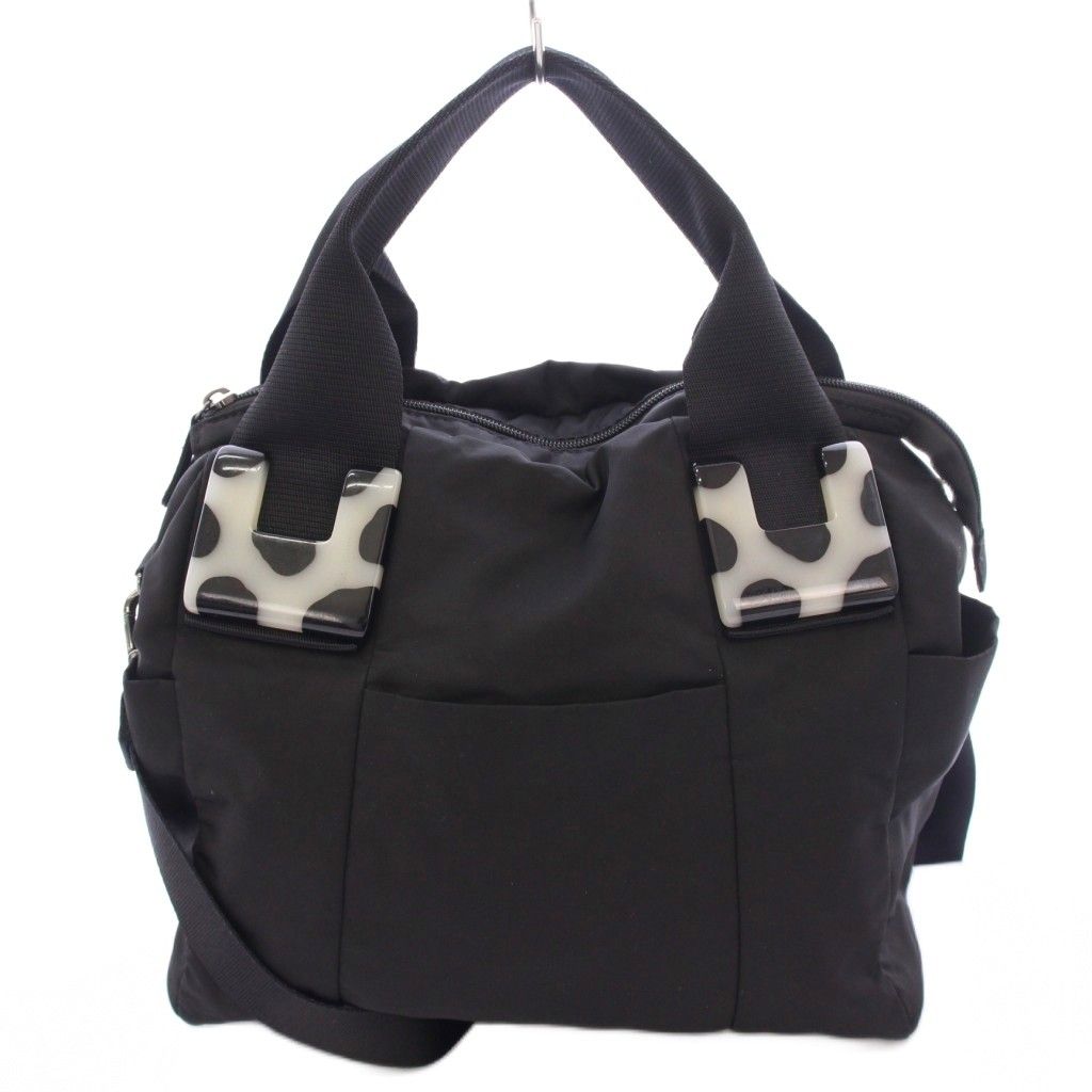 美品イアパピヨネ 樹脂パーツトートバッグ2wayダルメシアンブラックショルダー パピヨネ PAPILLONNER EAR 樹脂パーツトートバッグ 2WAY ハンドバッグ