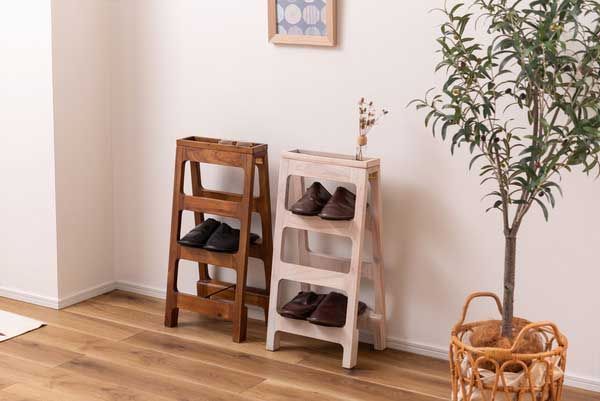 マホガニー の折りたたみ式シューズラック