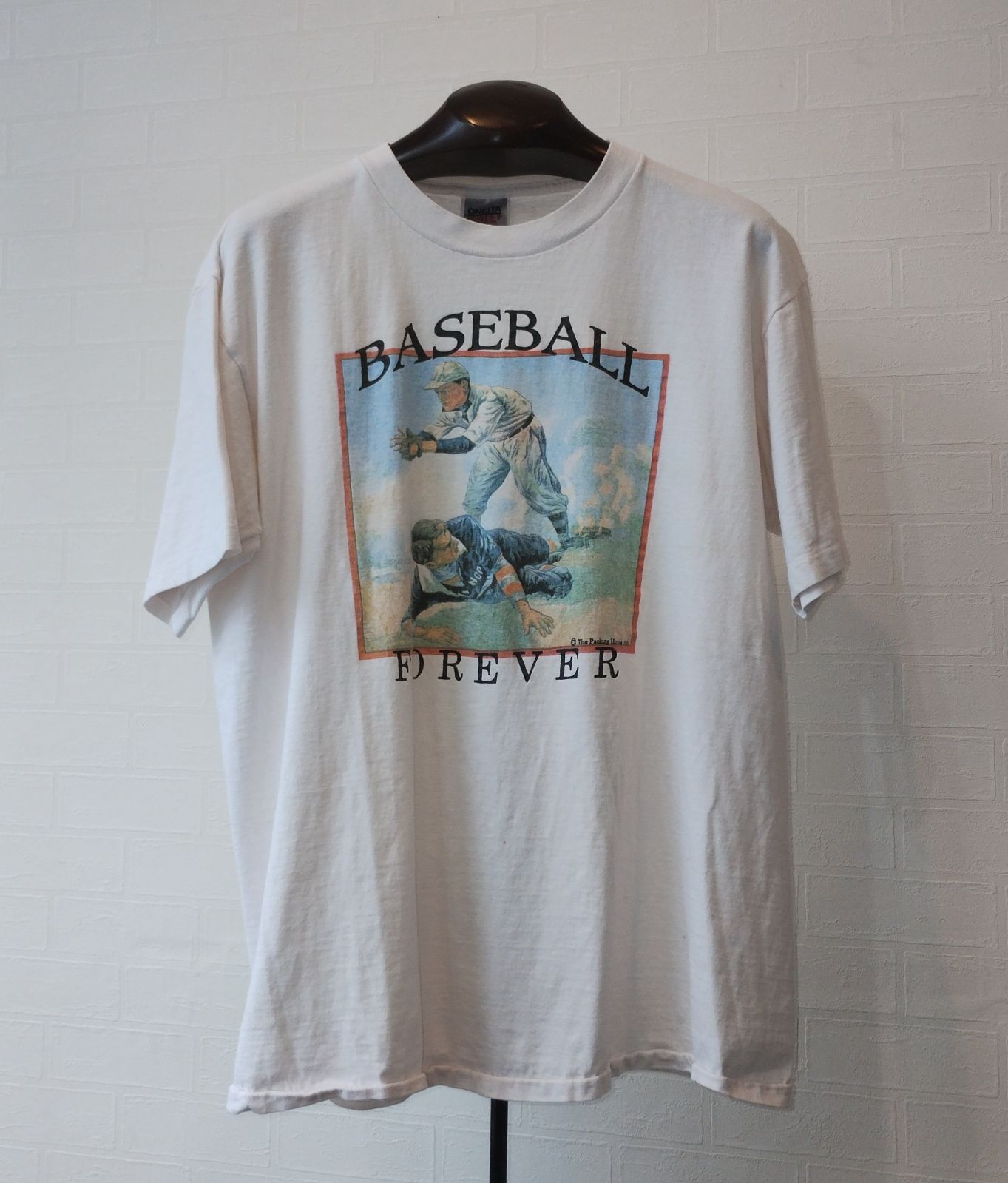 80s vintage  ONEITA オニータ シングルステッチ  BASEBALL FOREVER プリントtシャツ  Made in USA アメリカ製  NNN1254
