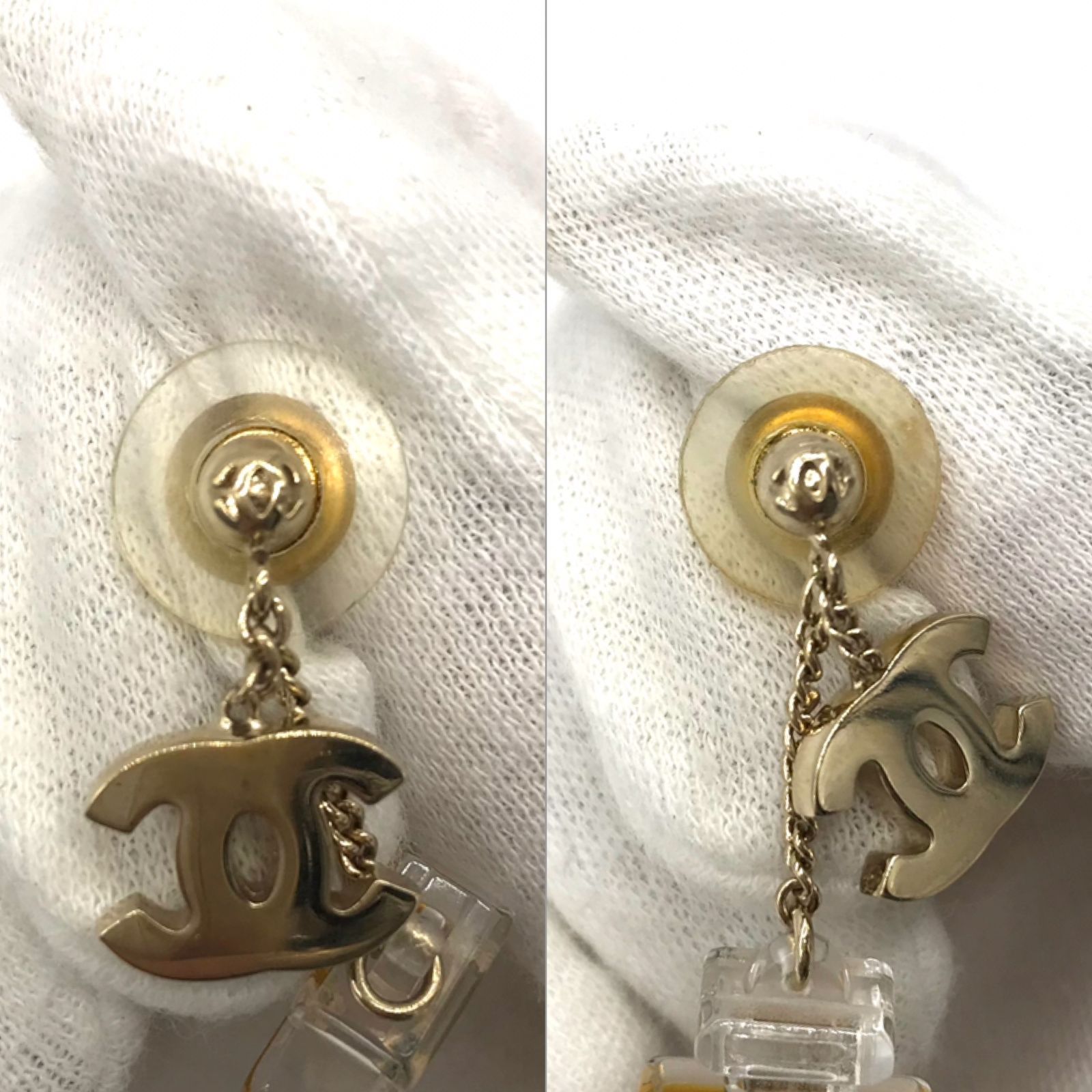 ▽CHANEL/シャネル NO.5 香水ボトル ピアス ココマーク ゴールド系 