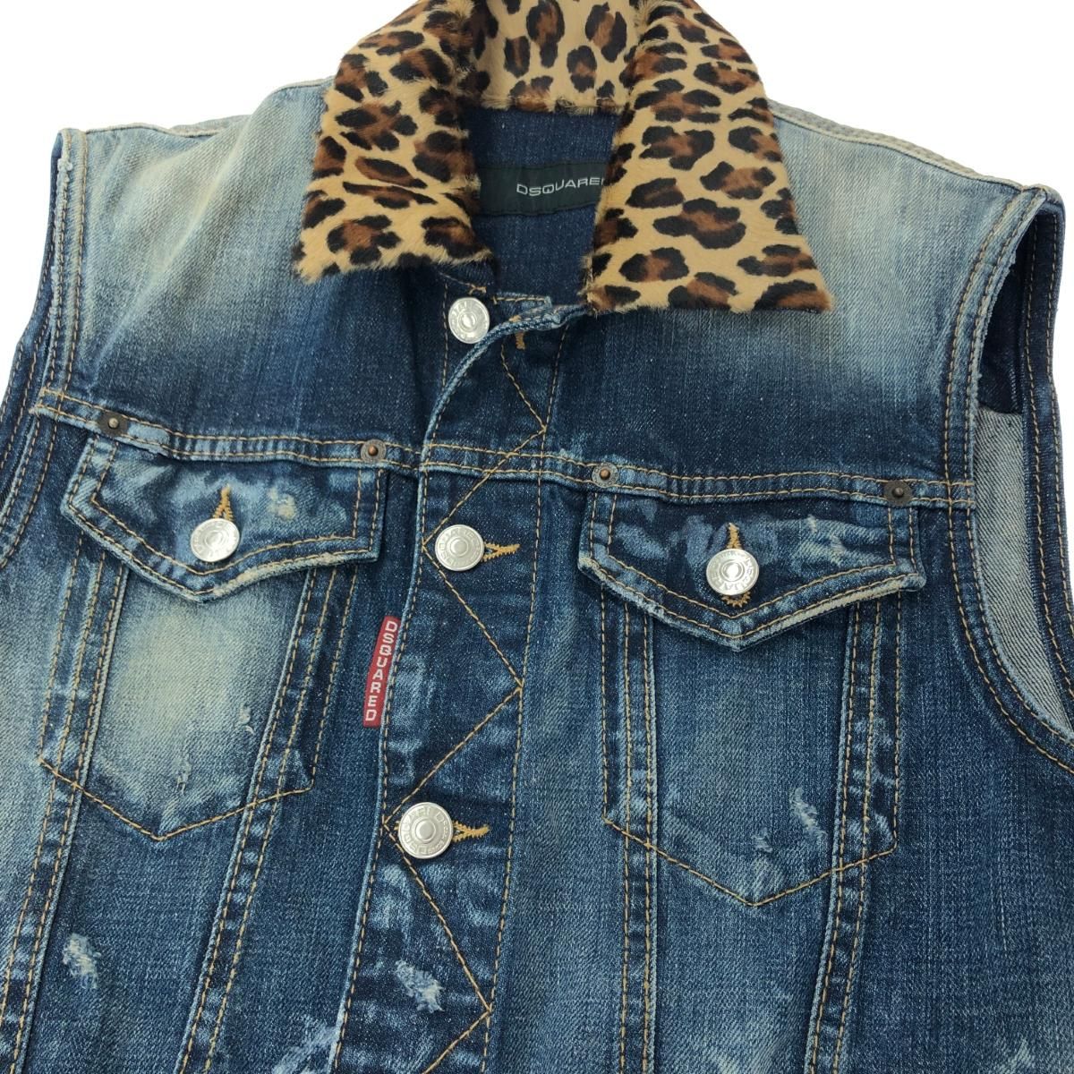 DSQUARED2 デニムベスト ダメージ加工 46 Dsquared2 ディースクエアード デニムベスト サイズ:46 ダメージ加工