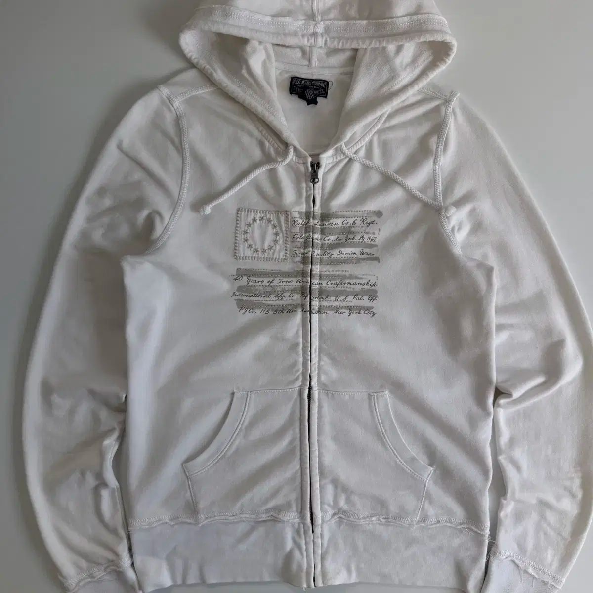 Polo Jeans ポロ ジーンズ 白 アメリカ国旗 フード ジップアップ
