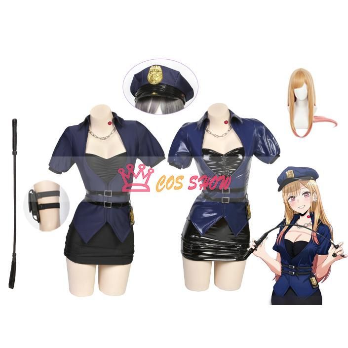 その着せ替え人形は恋をする 着せ恋 喜多川海夢 きたがわまりん 警察 婦警 コスプレ衣装 帽子 レッグバッグ 鞭付き 仮装 撮影用 ウィッグ追