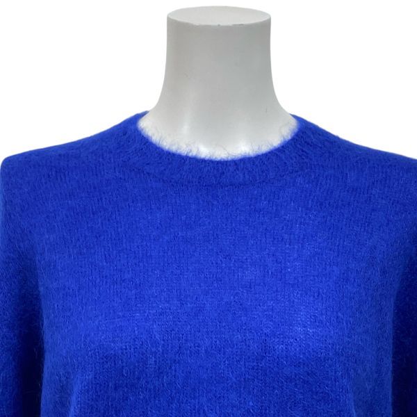 ◆ エブール ebure ニット セーター 長袖 クルーネック トップス ブルー アルパカ混 サイズフリー レディース S5W220