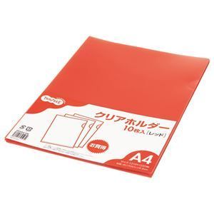 まとめ TANOSEE カラークリアホルダー 単色タイプ A4 レッド 1パック 10枚 ×30セット