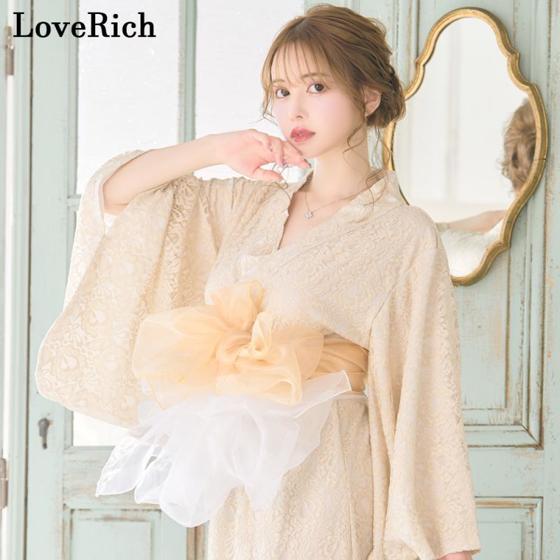 M3429★ 着物淡雪 ★ 大人兵児帯 ★ラベンダーグレー色のお花♪ラスト1点 最新作くすみカラーガーリー 水色/アイスブルー/淡い色 牡丹柄